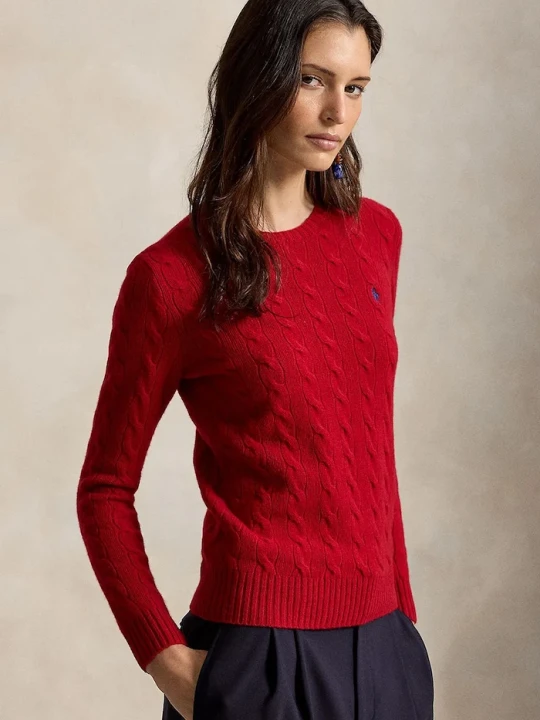 Zdjęcie produktu Polo Ralph Lauren sweter damski z dodatkiem kaszmiru czerwony