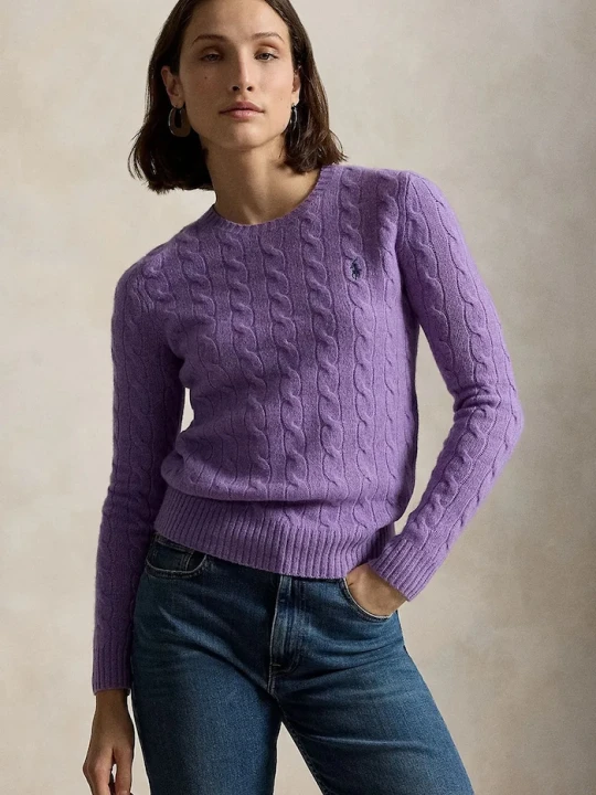 Zdjęcie produktu Polo Ralph Lauren sweter damski z dodatkiem kaszmiru fioletowy