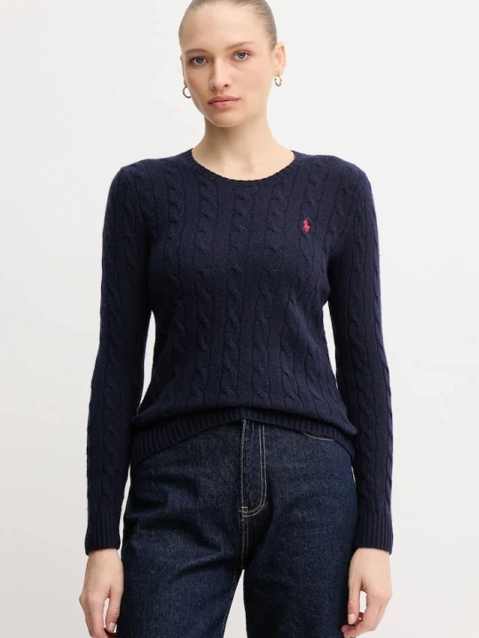 Zdjęcie produktu Polo Ralph Lauren sweter damski z dodatkiem kaszmiru granatowy