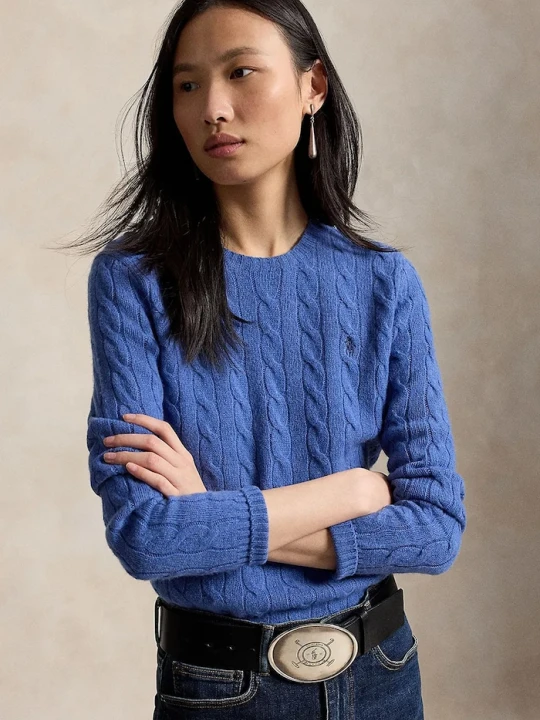 Zdjęcie produktu Polo Ralph Lauren sweter damski z dodatkiem kaszmiru niebieski