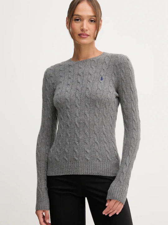 Zdjęcie produktu Polo Ralph Lauren sweter damski z dodatkiem kaszmiru szary