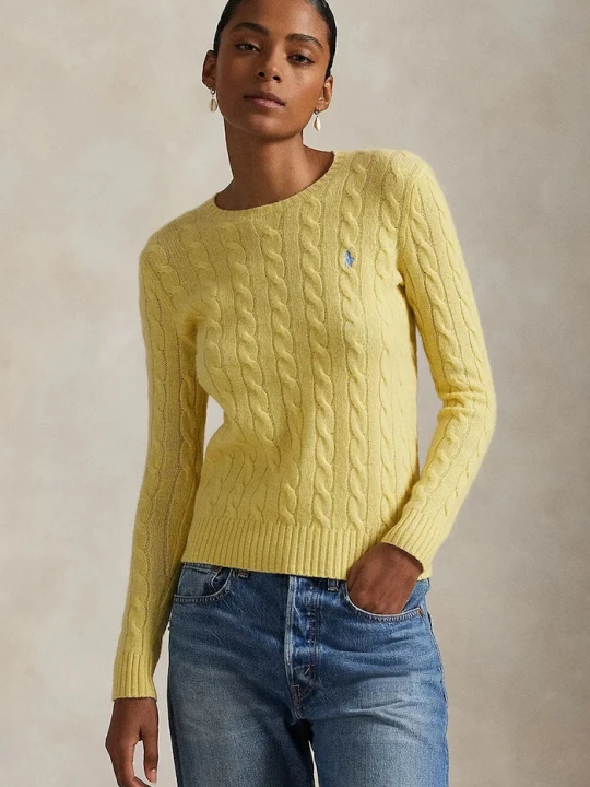 Zdjęcie produktu Polo Ralph Lauren sweter damski z dodatkiem kaszmiru żółty