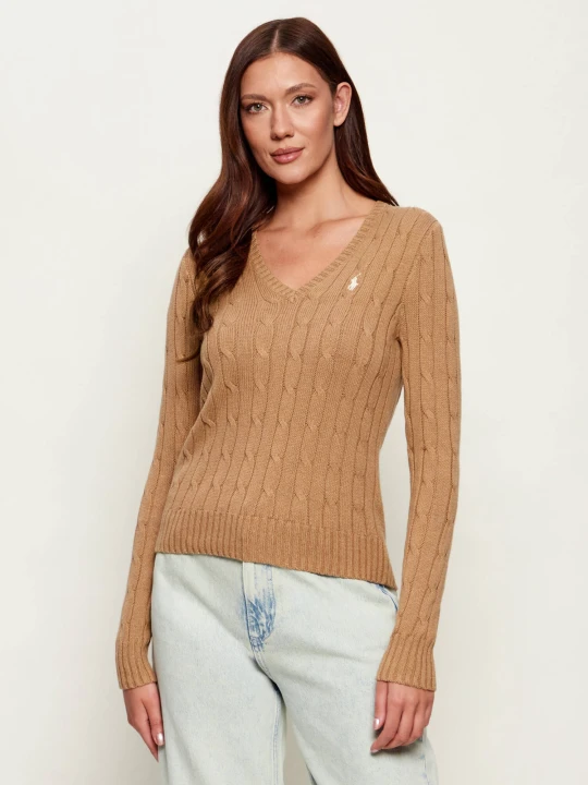 Zdjęcie produktu POLO RALPH LAUREN Sweter KIMBERLY | Slim Fit camel