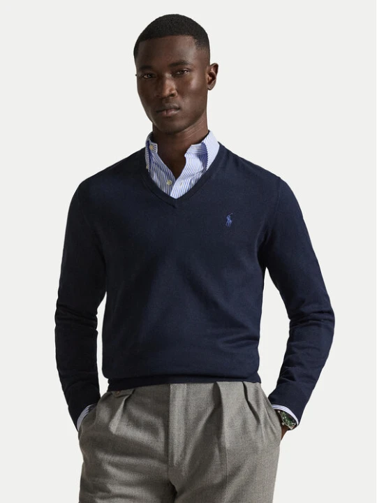 Zdjęcie produktu Polo Ralph Lauren Sweter Ls Sf Vn Pp 710670789004 Granatowy Slim Fit
