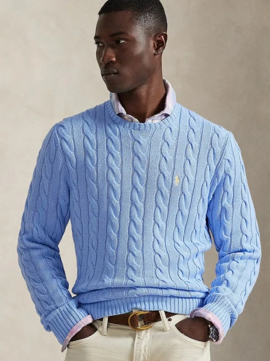 Zdjęcie produktu Polo Ralph Lauren sweter męski bawełniany niebieski