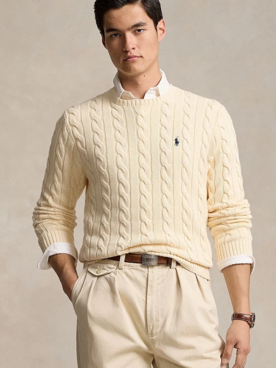 Zdjęcie produktu Polo Ralph Lauren sweter męski bawełniany beżowy
