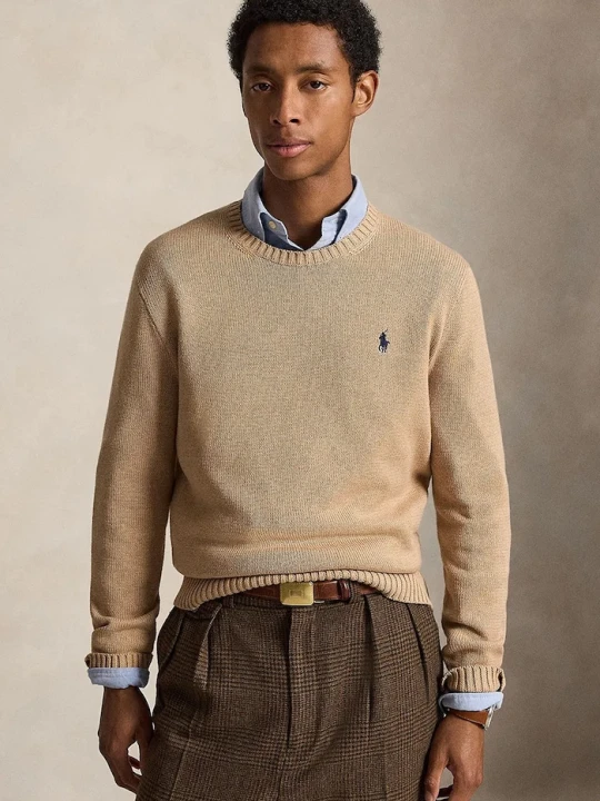 Zdjęcie produktu Polo Ralph Lauren sweter męski bawełniany beżowy