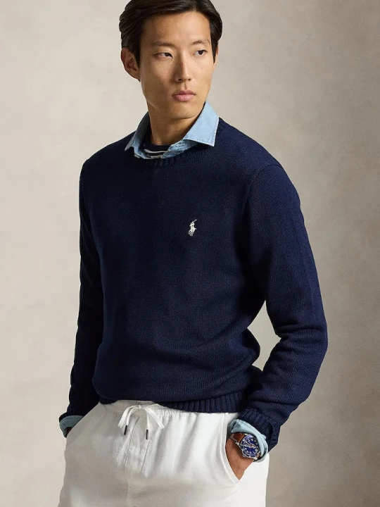 Zdjęcie produktu Polo Ralph Lauren sweter męski bawełniany granatowy