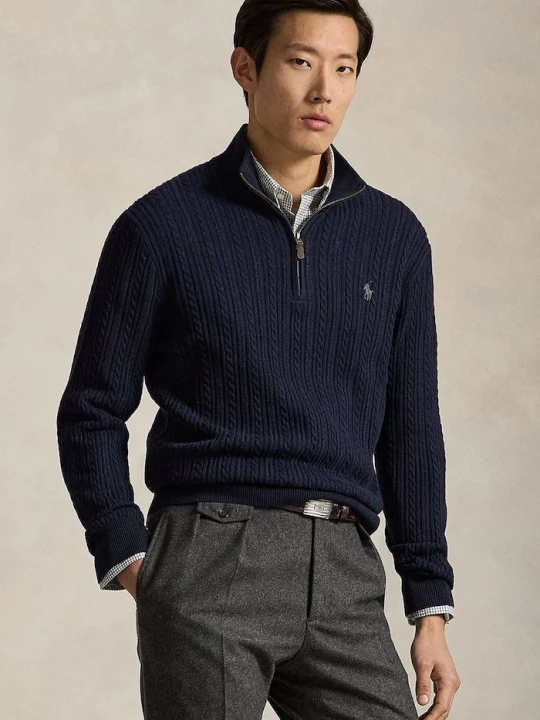 Zdjęcie produktu Polo Ralph Lauren sweter męski bawełniany granatowy