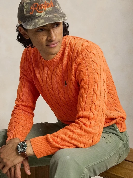 Zdjęcie produktu Polo Ralph Lauren sweter męski bawełniany pomarańczowy