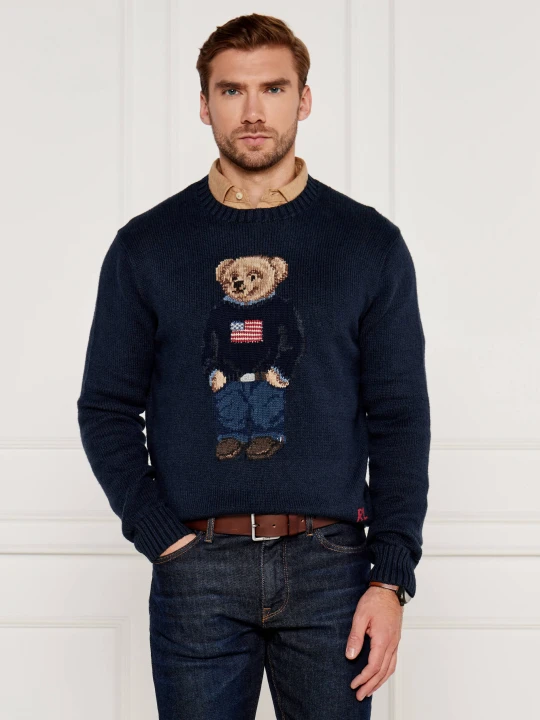 Zdjęcie produktu POLO RALPH LAUREN Sweter | Regular Fit | z dodatkiem lnu granatowy