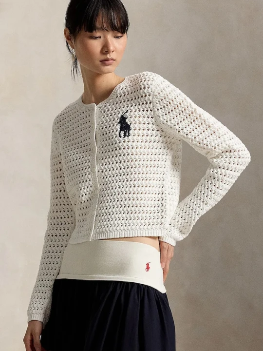 Zdjęcie produktu Polo Ralph Lauren sweter rozpinany damski bawełniany biały