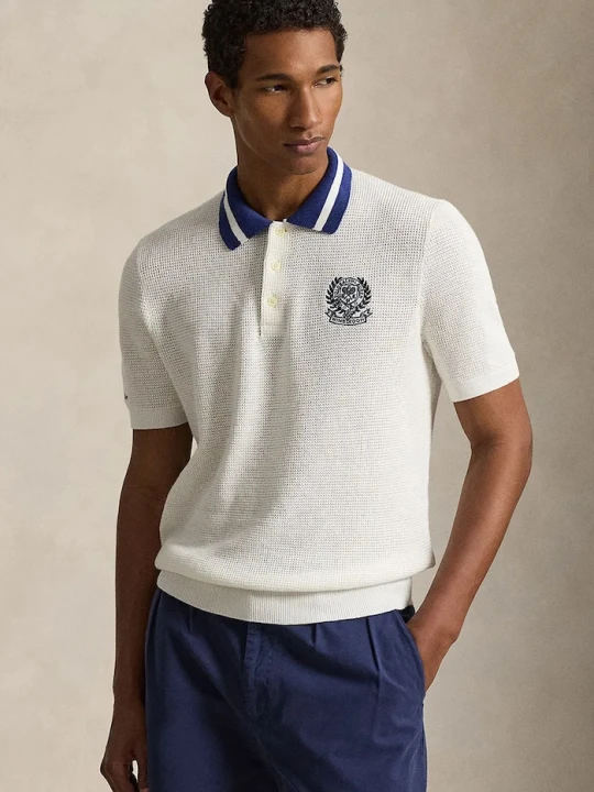 Zdjęcie produktu Polo Ralph Lauren sweter z krótkim rękawem męski bawełniany Wimbledon biały