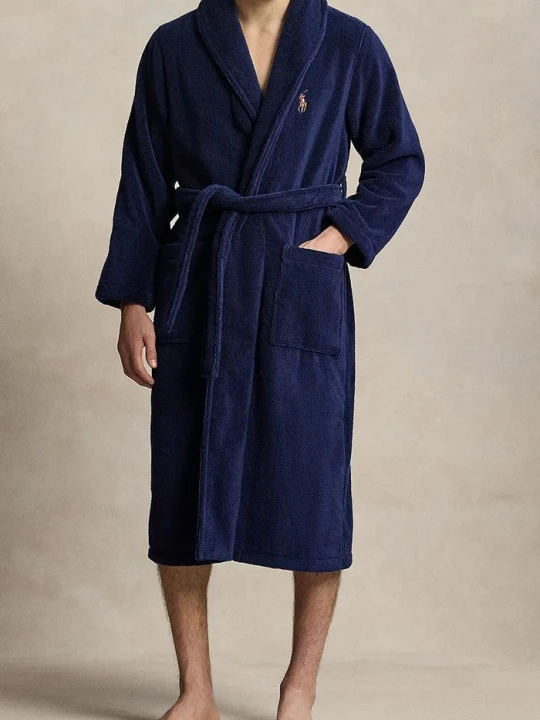 Zdjęcie produktu Polo Ralph Lauren szlafrok bawełniany granatowy