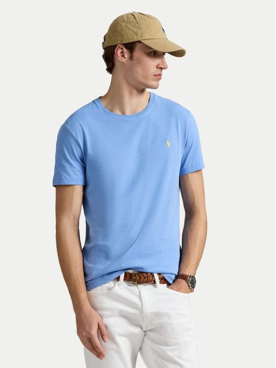 Zdjęcie produktu Polo Ralph Lauren T-Shirt 710671438454 Błękitny Custom Slim Fit Niebieski jasny