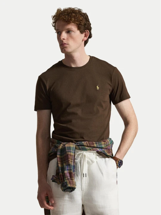 Zdjęcie produktu Polo Ralph Lauren T-Shirt 710671438533 Brązowy ciemny Custom Slim Fit