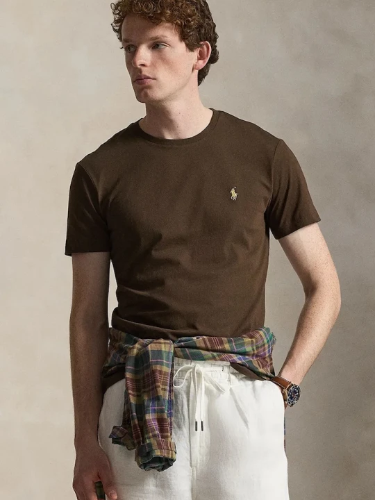 Zdjęcie produktu Polo Ralph Lauren T-shirt basic męski bawełniany brązowy
