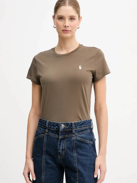 Zdjęcie produktu Polo Ralph Lauren T-shirt damski bawełniany brązowy