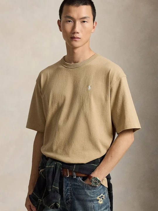 Zdjęcie produktu Polo Ralph Lauren T-shirt oversize męski bawełniany beżowy