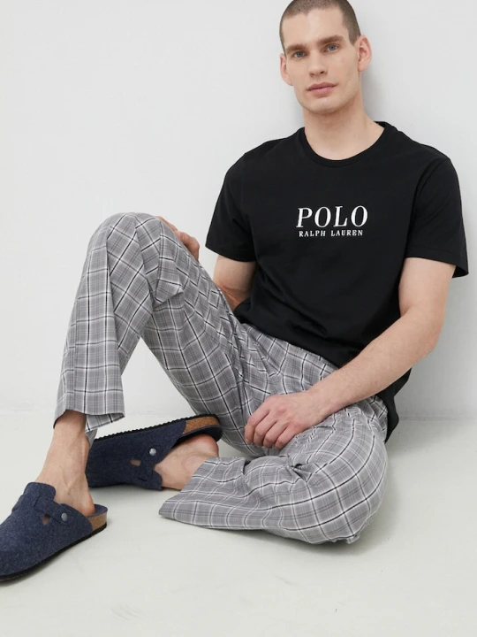Zdjęcie produktu Polo Ralph Lauren t-shirt piżamowy bawełniany czarny