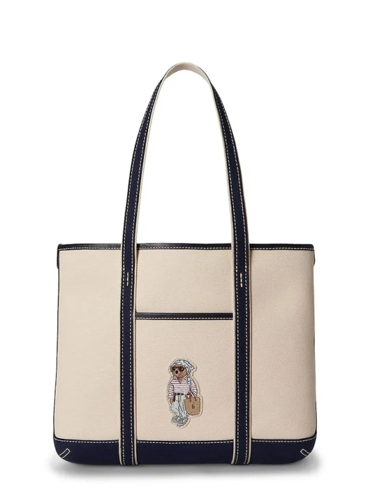 Zdjęcie produktu Polo Ralph Lauren torebka tote damska bawełniana beżowy