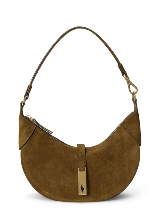 Zdjęcie produktu Polo Ralph Lauren torebka shopper damska zamszowa brązowy