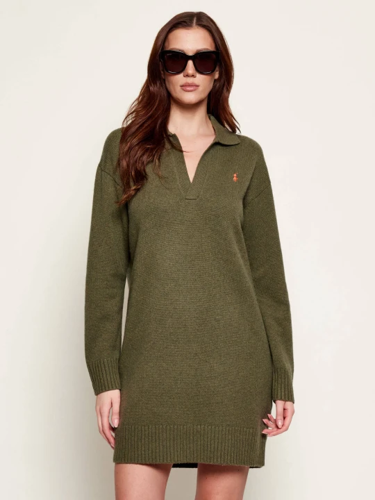 Zdjęcie produktu POLO RALPH LAUREN Wełniana sukienka oliwkowy