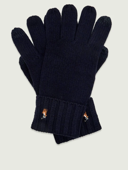 Zdjęcie produktu POLO RALPH LAUREN Wełniane rękawiczki Signature | zamsz granatowy