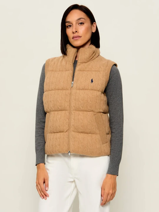 Zdjęcie produktu POLO RALPH LAUREN Wełniany bezrękawnik | Regular Fit | z dodatkiem kaszmiru camel