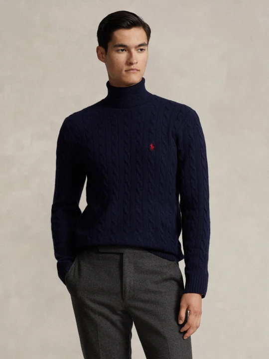 Zdjęcie produktu POLO RALPH LAUREN Wełniany golf | Slim Fit | z dodatkiem kaszmiru granatowy