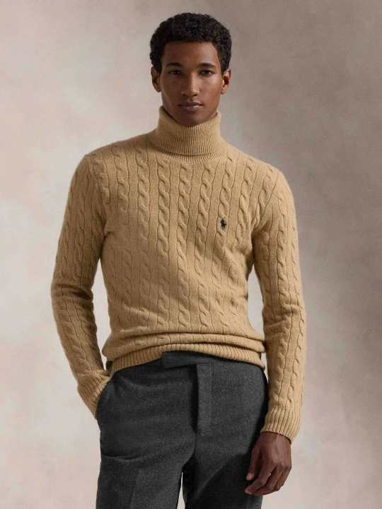 Zdjęcie produktu POLO RALPH LAUREN Wełniany golf | Slim Fit | z dodatkiem kaszmiru camel