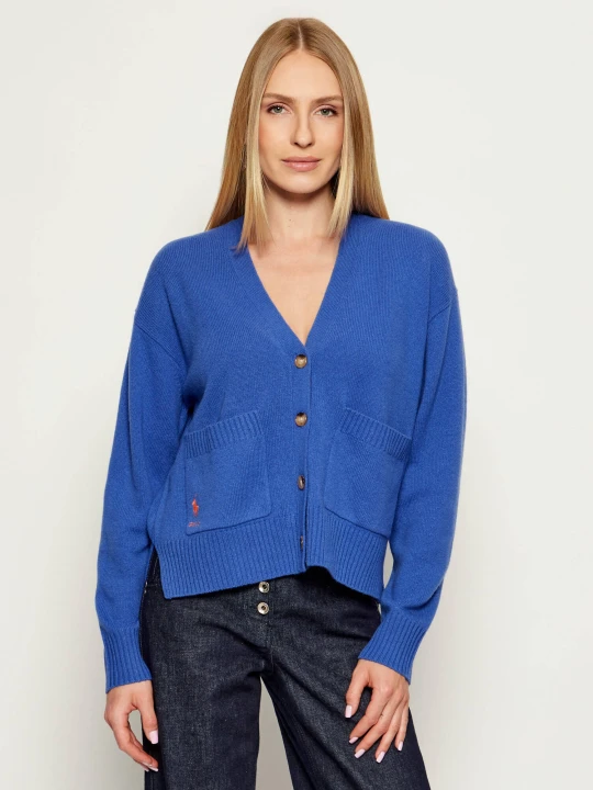 Zdjęcie produktu POLO RALPH LAUREN Wełniany kardigan | Loose fit | z dodatkiem kaszmiru niebieski