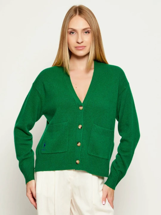 Zdjęcie produktu POLO RALPH LAUREN Wełniany kardigan | Loose fit | z dodatkiem kaszmiru zielony