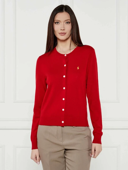 Zdjęcie produktu POLO RALPH LAUREN Wełniany kardigan LUNAR | Regular Fit czerwony