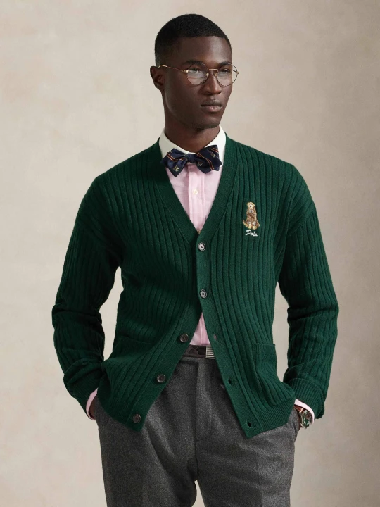 Zdjęcie produktu POLO RALPH LAUREN Wełniany kardigan | Relaxed fit butelkowa zieleń