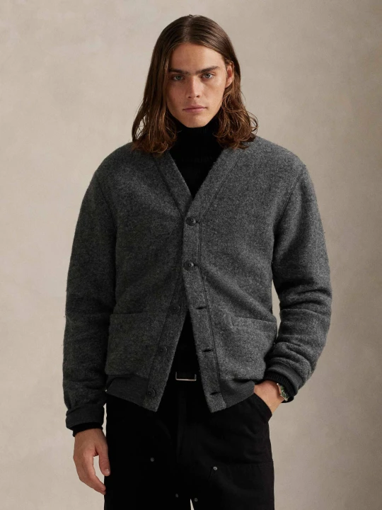 Zdjęcie produktu POLO RALPH LAUREN Wełniany kardigan | Relaxed fit grafitowy