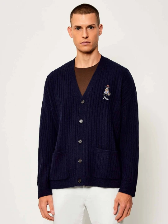 Zdjęcie produktu POLO RALPH LAUREN Wełniany kardigan | Relaxed fit granatowy