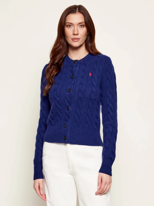 Zdjęcie produktu POLO RALPH LAUREN Wełniany kardigan | Slim Fit | z dodatkiem kaszmiru chabrowy