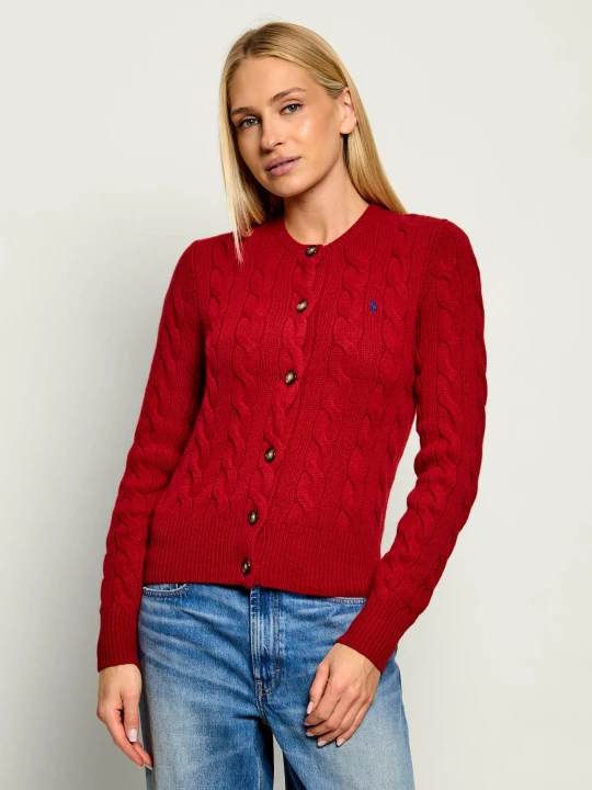 Zdjęcie produktu POLO RALPH LAUREN Wełniany kardigan | Slim Fit | z dodatkiem kaszmiru czerwony