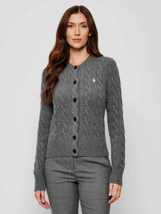 Zdjęcie produktu POLO RALPH LAUREN Wełniany kardigan | Slim Fit | z dodatkiem kaszmiru szary
