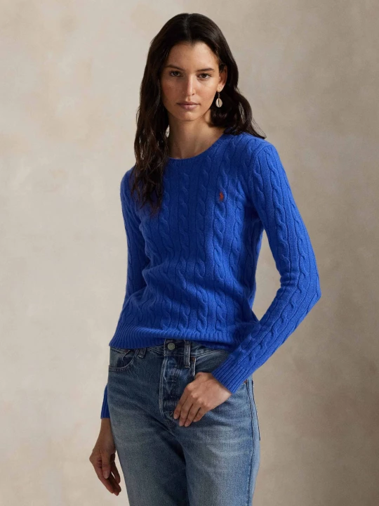 Zdjęcie produktu POLO RALPH LAUREN Wełniany sweter Julianna | Regular Fit | z dodatkiem kaszmiru niebieski