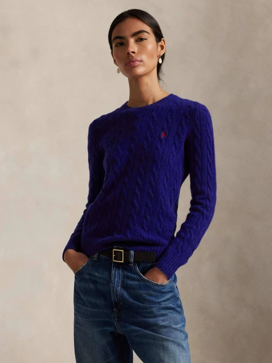 Zdjęcie produktu POLO RALPH LAUREN Wełniany sweter JULIANNA | Regular Fit | z dodatkiem kaszmiru chabrowy