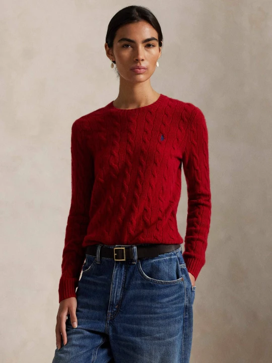 Zdjęcie produktu POLO RALPH LAUREN Wełniany sweter Julianna | Regular Fit | z dodatkiem kaszmiru czerwony