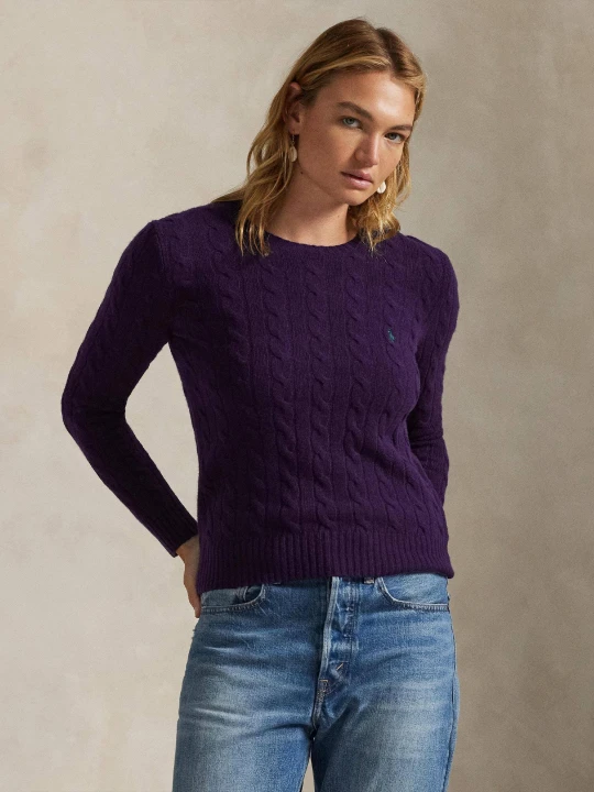 Zdjęcie produktu POLO RALPH LAUREN Wełniany sweter Julianna | Regular Fit | z dodatkiem kaszmiru fioletowy