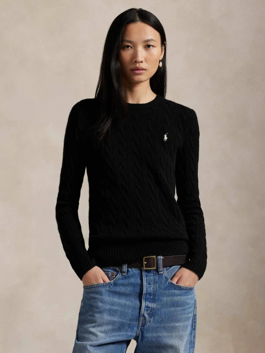 Zdjęcie produktu POLO RALPH LAUREN Wełniany sweter JULIANNA | Regular Fit | z dodatkiem kaszmiru czarny
