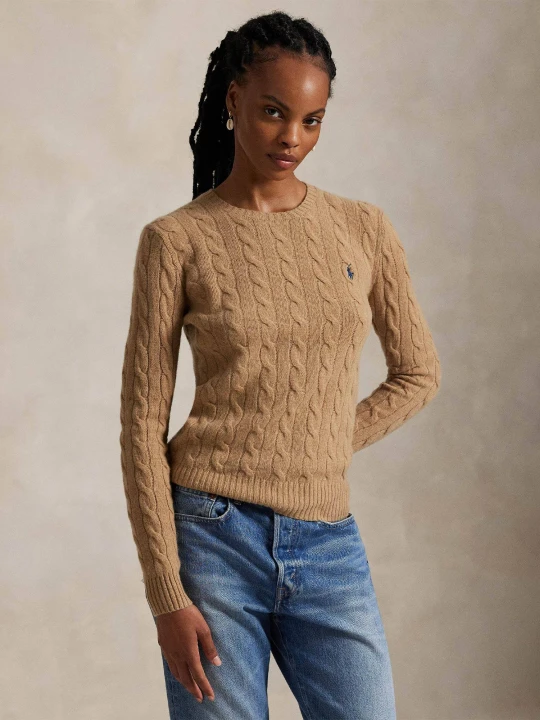 Zdjęcie produktu POLO RALPH LAUREN Wełniany sweter JULIANNA | Regular Fit | z dodatkiem kaszmiru camel