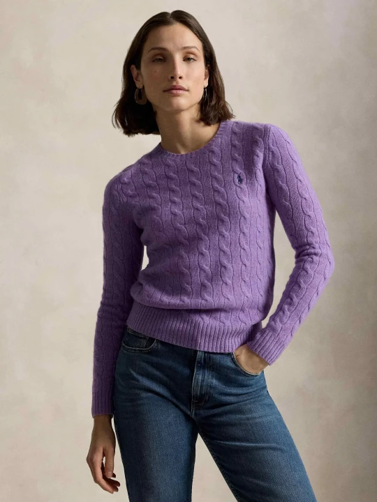 Zdjęcie produktu POLO RALPH LAUREN Wełniany sweter Julianna | Regular Fit | z dodatkiem kaszmiru fioletowy