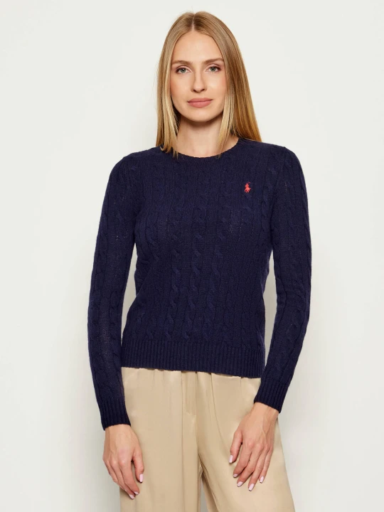 Zdjęcie produktu POLO RALPH LAUREN Wełniany sweter JULIANNA | Regular Fit | z dodatkiem kaszmiru granatowy