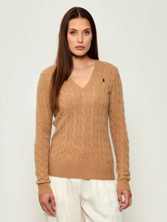 Zdjęcie produktu POLO RALPH LAUREN Wełniany sweter KIMBERLY | Slim Fit | z dodatkiem kaszmiru camel