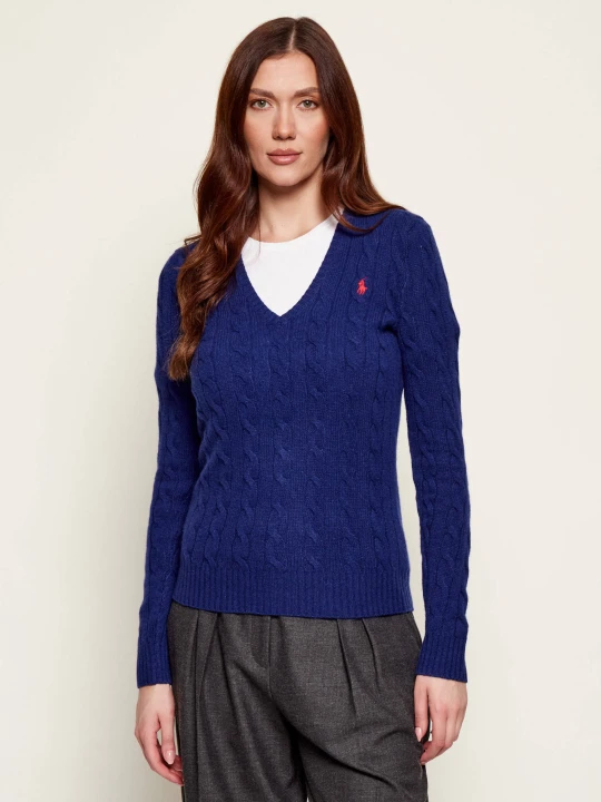 Zdjęcie produktu POLO RALPH LAUREN Wełniany sweter KIMBERLY | Slim Fit | z dodatkiem kaszmiru chabrowy